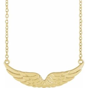 Elegant Solid 14k Gold Angel Wing Necklace
